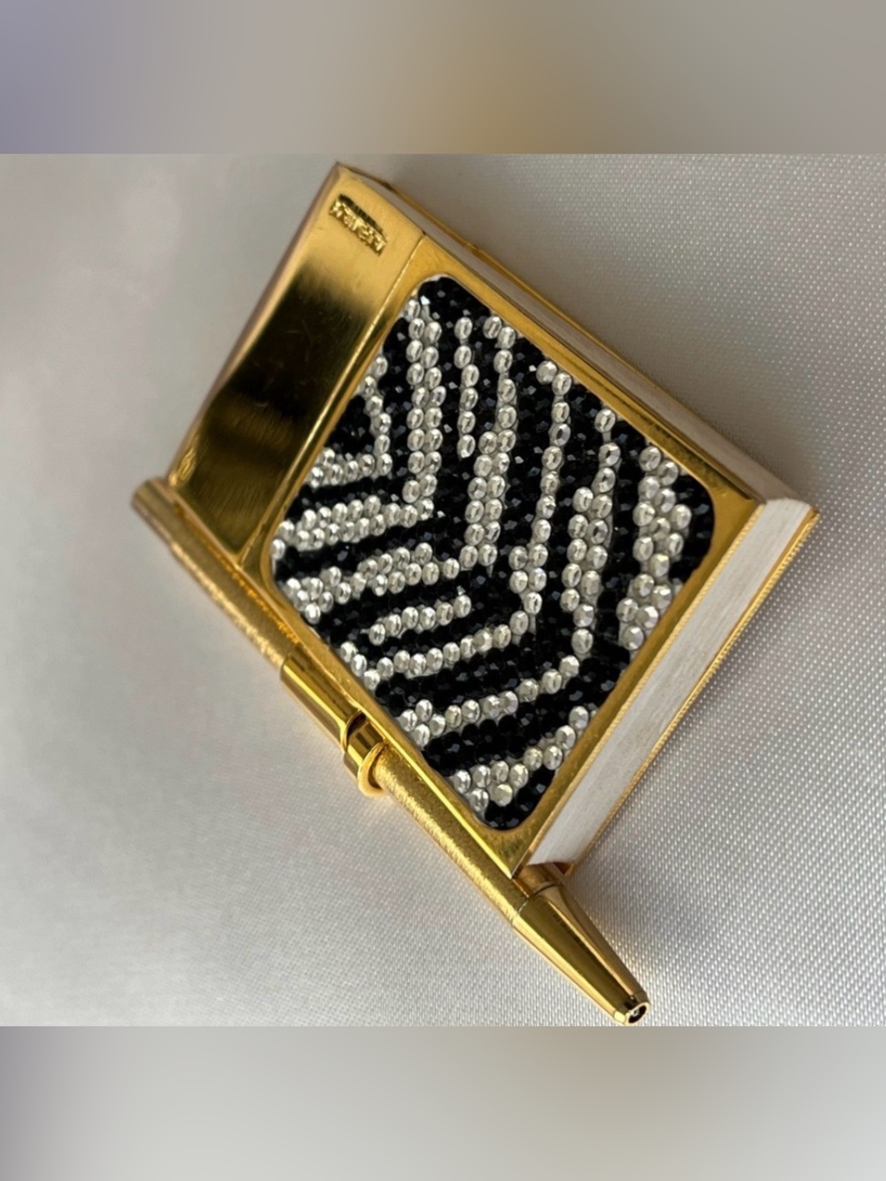 Judith Leiber Gold Black & White Crystal Chevron mini notebook, EUC - Picture 13 of 15